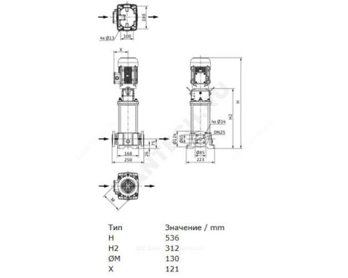 Насос многоступенчатый вертикальный HELIX FIRST V 202-5/25/E/S/400-50 PN25 3х400В/50 Гц Wilo 4201018