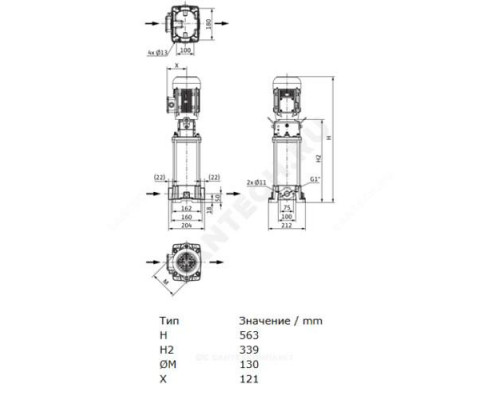 Насос многоступенчатый вертикальный HELIX FIRST V 204-5/16/E/S/400-50 PN16 3х400В/50 Гц Wilo 4201022