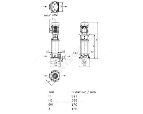 Насос многоступенчатый вертикальный HELIX FIRST V 214-5/16/E/S/400-50 PN16 3х400В/50 Гц Wilo 4201052