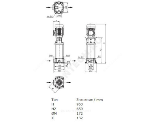 Насос многоступенчатый вертикальный HELIX FIRST V 216-5/16/E/S/400-50 PN16 3х400В/50 Гц Wilo 4201055