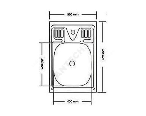 Мойка накладная 500х600х130мм сталь нержавеющая AISI 430 без сифона выпуск 1 1/2