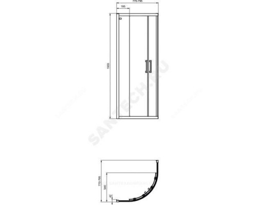 Ограждение душевое CONNECT 2 Corner Quadrant 800х800 мм Ideal Standard K9250V3