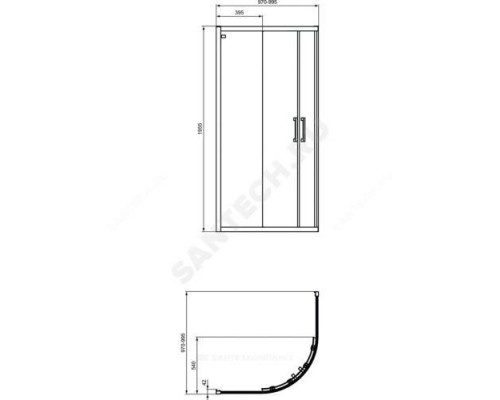 Ограждение душевое CONNECT 2 Corner Quadrant 1000х1000 мм Ideal Standard K9252V3 .