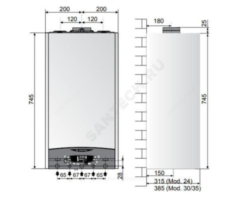 Котел настенный газовый конденсационный 24 кВт одноконтурный CLAS ONE SYSTEM 24 RDC Ariston 3301039