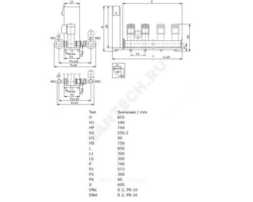 Установка повышения давления SiBoost Smart 2 HELIX VE 603 Wilo 2799714