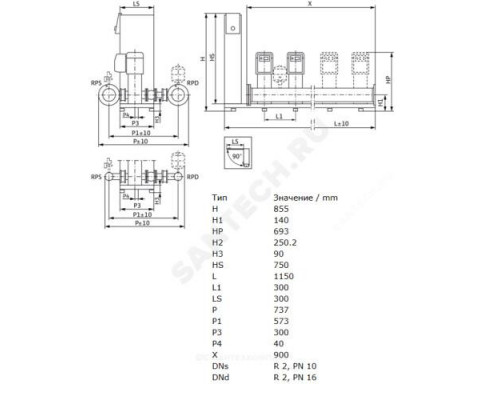 Установка повышения давления SiBoost Smart 3 HELIX VE404 Wilo 2799755