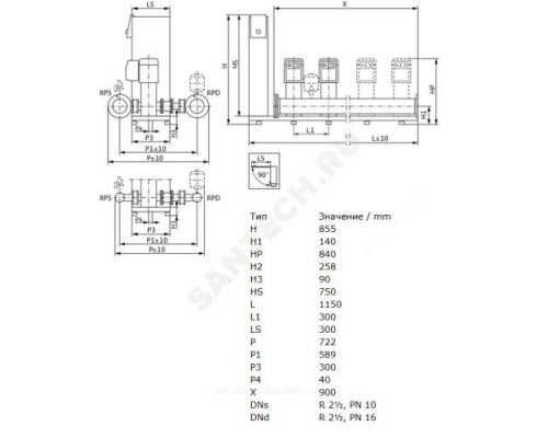 Установка повышения давления SiBoost Smart 3 HELIX VE 604 Wilo 2799758