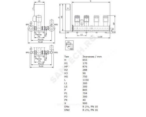 Установка повышения давления SiBoost Smart 3 HELIX VE 1004 Wilo 2799728