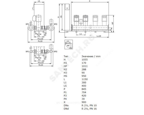 Установка повышения давления SiBoost Smart 3 HELIX VE 1006 Wilo 2799729