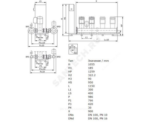 Установка повышения давления SiBoost Smart 3 HELIX VE 1606 Wilo 2799765