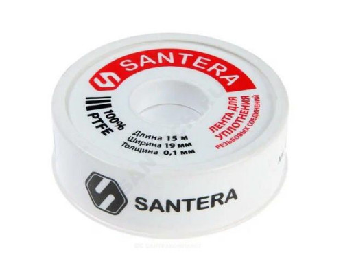 Лента ФУМ PTFE 19ммх15м катушка цвет: белый среда: вода Santera 5-0026