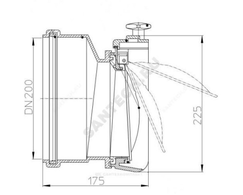 Клапан обратный канализационный коричневый Дн 200 б/нап с заслонкой из нерж стали, монтажным лючком HL 720