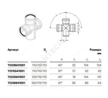 Крестовина PP-H 1-плоскостная бесшумная белая RAUPIANO PLUS Дн 125х110х110х45гр б/нап в/к Rehau 11235941001