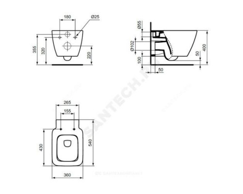 Унитаз подвесной горизонт/выпуск дюропласт микролифт STRADA II AquaBlade Ideal Standard T359601