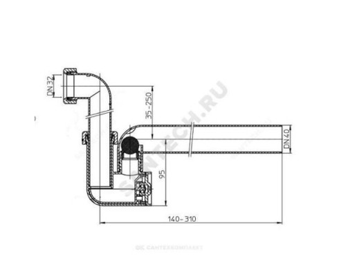 Сифон для кондиционеров трубный DN32xDN40 с обратным клапаном HL HL136N