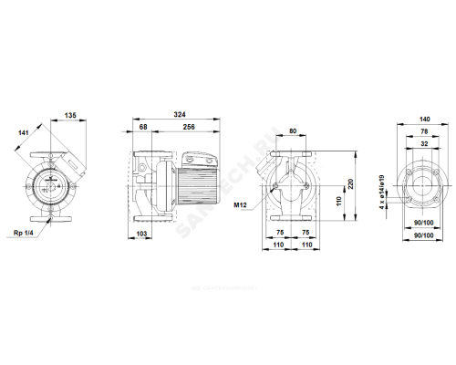 Насос циркуляционный с мокрым ротором UPS 32-120 F PN6/10 1х230В/50 Гц Grundfos 96401837