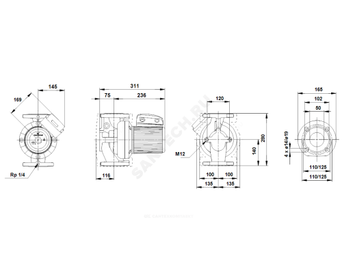 Насос циркуляционный с мокрым ротором UPS 50-120 F PN6/10 1х230В/50 Гц Grundfos 96402101