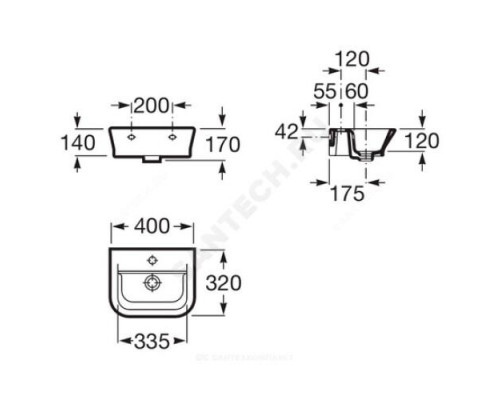 Умывальник подвесной The Gap 40 1 отверстие под смеситель по центру белый Roca 327478000