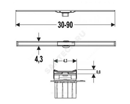 Дренажный канал L=30-90см CleanLine60 Geberit 154.456.KS.1