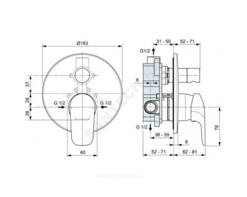 Смеситель для ванны с душем одноручный CERAFLEX Ideal Standard BC447AA .