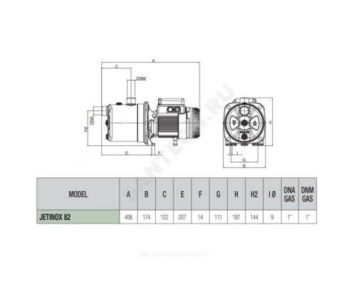 Насос самовсасывающий JETINOX 82 M DAB 60168070H