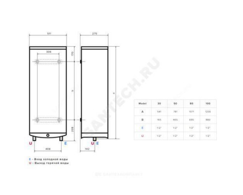 Водонагреватель электрический накопительный 30 л 2 кВт ABS VLS PRO INOX R 30 Ariston 3700685