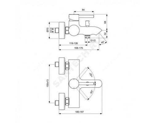 Смеситель для ванны с душем одноручный CERALINE Ideal Standard BC199U5 .