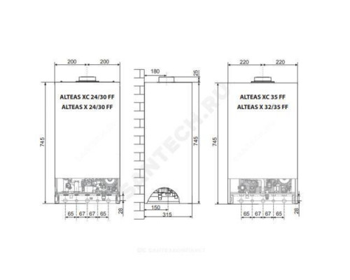 Котел настенный газовый конвекционный 38.3 кВт двухконтурный ALTEAS XC 35 FF Ariston 3301672