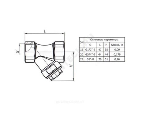 Фильтр сетчатый Y-образный латунь Ду 15 Ру16 G1/2