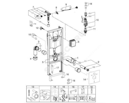 Инсталляция для подвесного унитаза без кнопки смыва Rapid SL Grohe 38536001