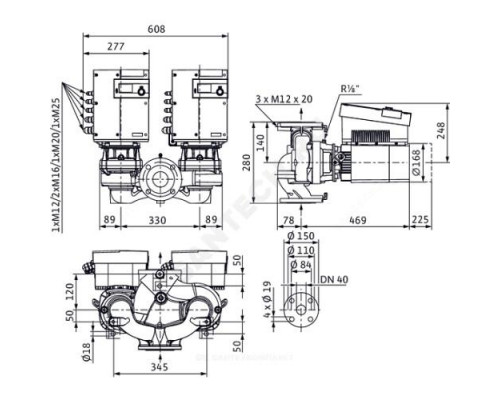 Насос ин-лайн с сухим ротором STRATOS GIGA-D 40/1-25/1,6 PN16 сдвоенный 3х400В/50 Гц Wilo 2170226