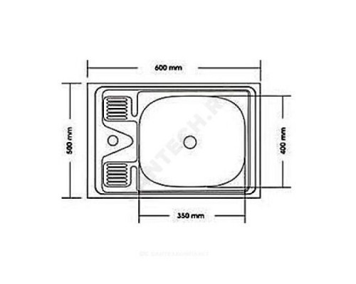 Мойка правосторонняя накладная 500х600х130мм сталь нержавеющая AISI 430 без сифона выпуск 1 1/2