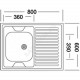 Мойка левосторонняя накладная 800х600х160мм сталь нержавеющая AISI 430 без сифона выпуск 1 1/2