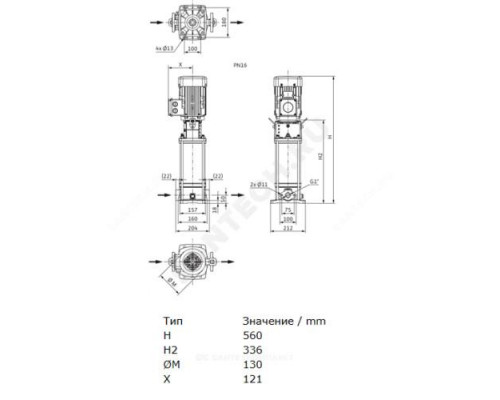 Насос многоступенчатый вертикальный HELIX V 403-1/16/E/S/400-50 PN16 3х400В/50 Гц Wilo 4201366