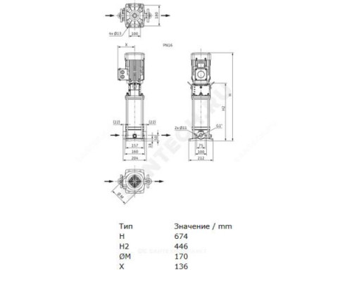 Насос многоступенчатый вертикальный HELIX V 407-1/16/E/S/400-50 PN16 3х400В/50 Гц Wilo 4201377