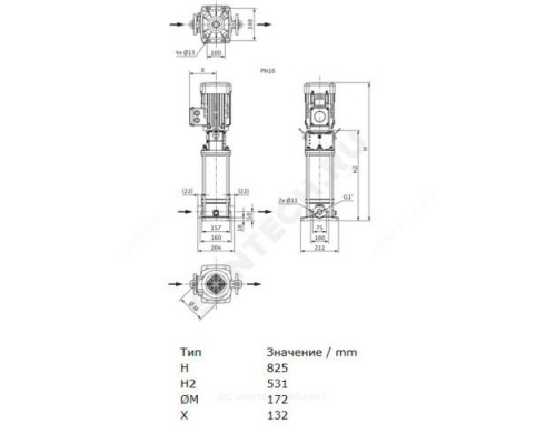 Насос многоступенчатый вертикальный HELIX V 410-1/16/E/S/400-50 PN16 3х400В/50 Гц Wilo 4201385