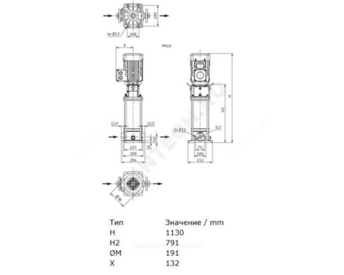 Насос многоступенчатый вертикальный HELIX V 420-1/16/E/S/400-50 PN16 3х400В/50 Гц Wilo 4201399