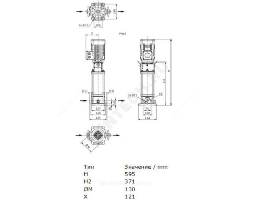 Насос многоступенчатый вертикальный HELIX V 402-1/16/E/KS/400-50 PN16 3х400В/50 Гц Wilo 4160518