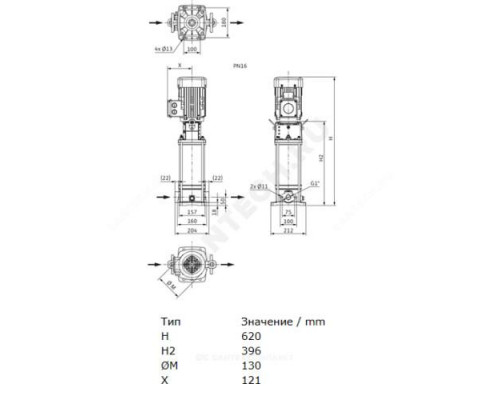 Насос многоступенчатый вертикальный HELIX V 403-1/16/E/KS/400-50 PN16 3х400В/50 Гц Wilo 4160519