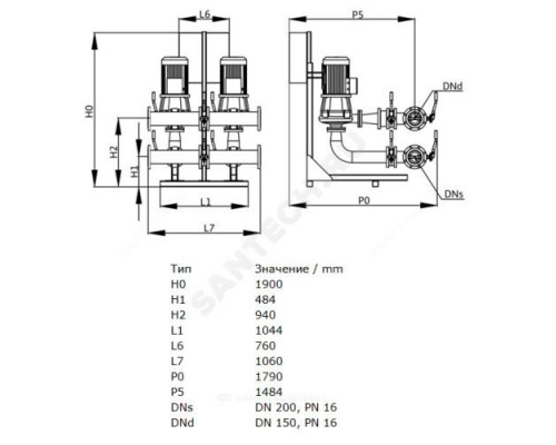 Установка пожаротушения CO 2 BL 80/210-37/2/SK-FFS-R Wilo 2453309