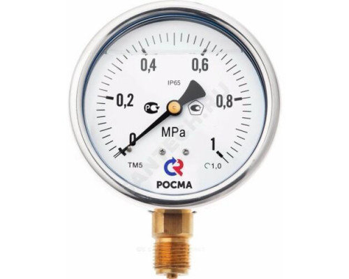 Манометр гидрозаполненный ТМ-520Р.20 радиальный Дк100мм 0-1,6 МПа кл.1,0 G1/2