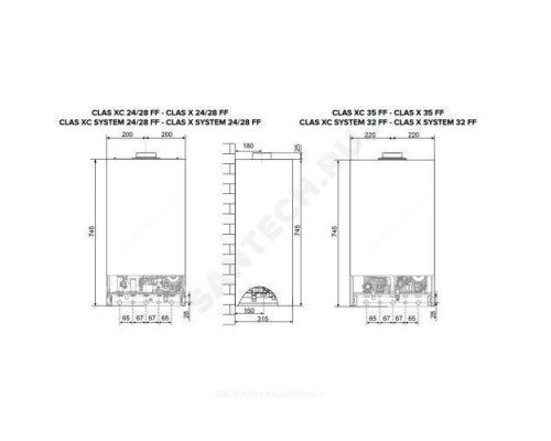 Котел настенный газовый конвекционный 33.3 кВт одноконтурный CLAS XC SYSTEM 28 FF Ariston 3301680