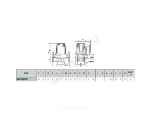 Насос циркуляционный с мокрым ротором BMH 30/280.50T PN10 3х230-400В/50Гц DAB 505920622