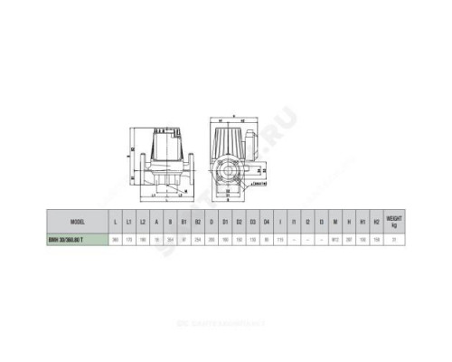 Насос циркуляционный с мокрым ротором BMH 30/360.80T PN10 3х230-400В/50Гц DAB 505960122