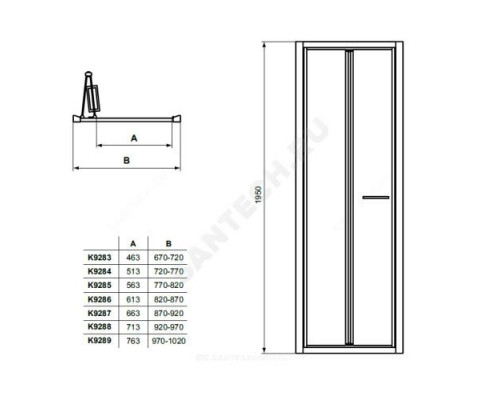 Дверь душевая CONNECT 2 Bifold door 900х1950 мм Ideal Standard K9287EO