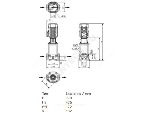 Насос многоступенчатый вертикальный HELIX FIRST V 2201-5/16/E/KS/400-50 PN16 3х400В/50 Гц Wilo 4200576