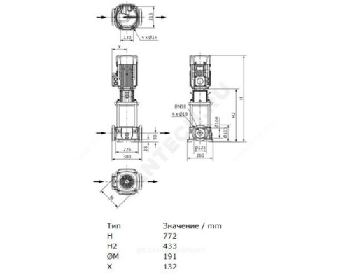 Насос многоступенчатый вертикальный HELIX FIRST V 2202-5/16/E/S/400-50 PN16 3х400В/50 Гц Wilo 4183356