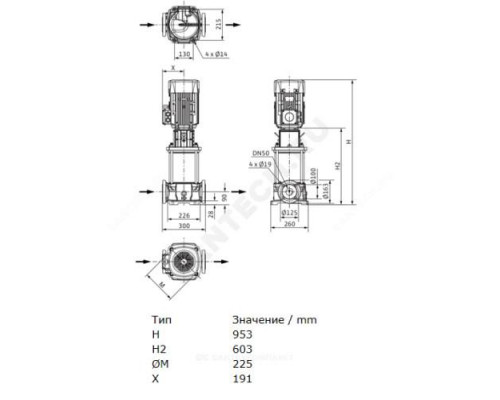 Насос многоступенчатый вертикальный HELIX FIRST V 2205-5/16/E/S/400-50 PN16 3х400В/50 Гц Wilo 4183359