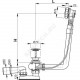 Слив-перелив для ванны плоский полуавтоматический (тросик) 1 1/2