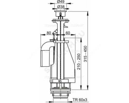 Арматура для бачка сливная кнопка хром 2/реж Alca Plast A08